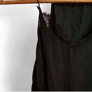 Black silky lace crop top